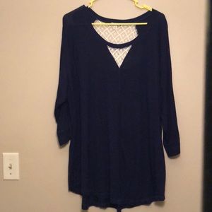 Navy Eye Shadow Blouse 1X